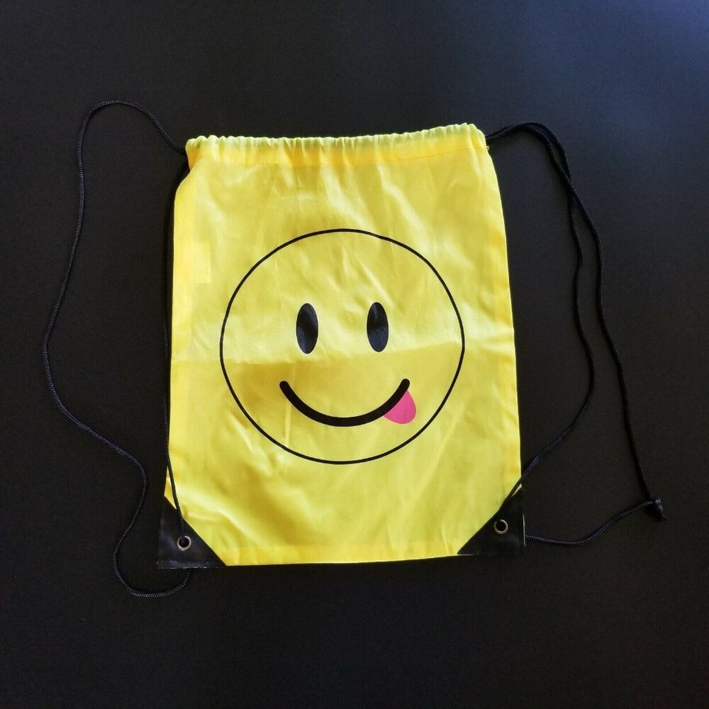 Drawstring Bag Backpack Yellow Smile Happy Dopamine Funky Skater Y2K Festival